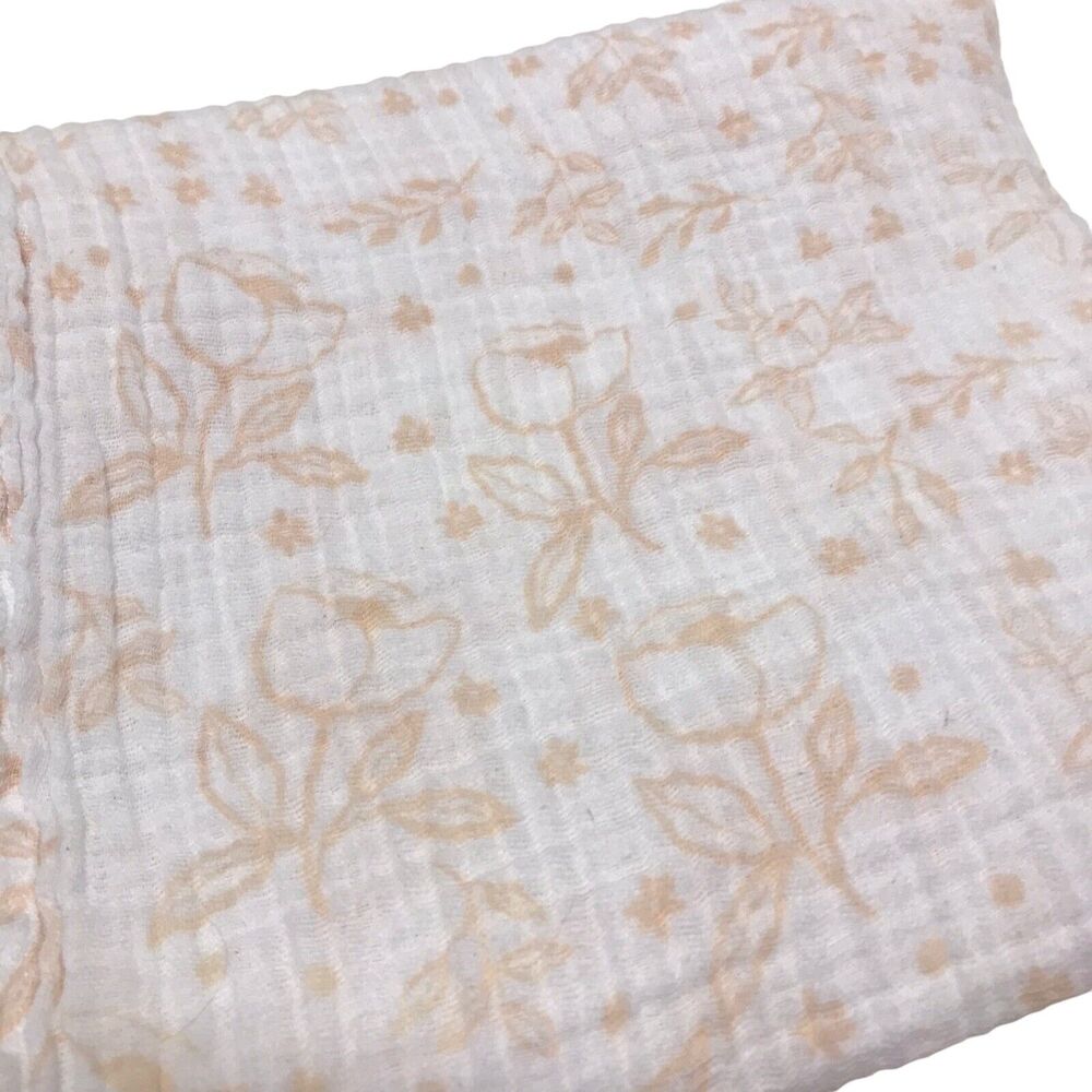 Little Unicorn Floral Baby Muslin Swaddle Blanket Peach Orange Cotton Flower